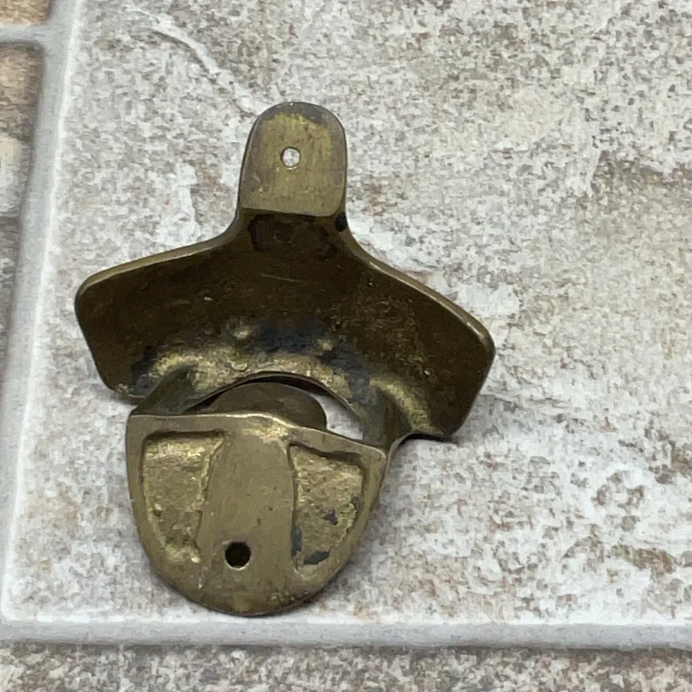 Vintage Coca-Cola Wall Mount Bottle Opener Brass Heavy Duty Coke Barware Logo